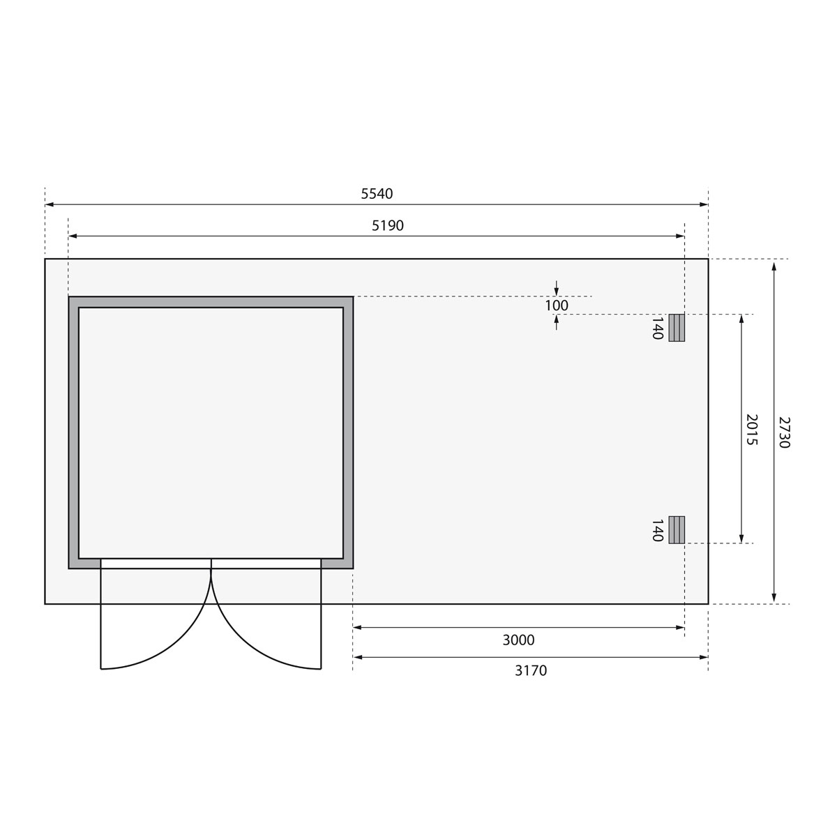 Karibu BBH Bastrup 2 Set mit Anbaudach naturbelassen Bild 9