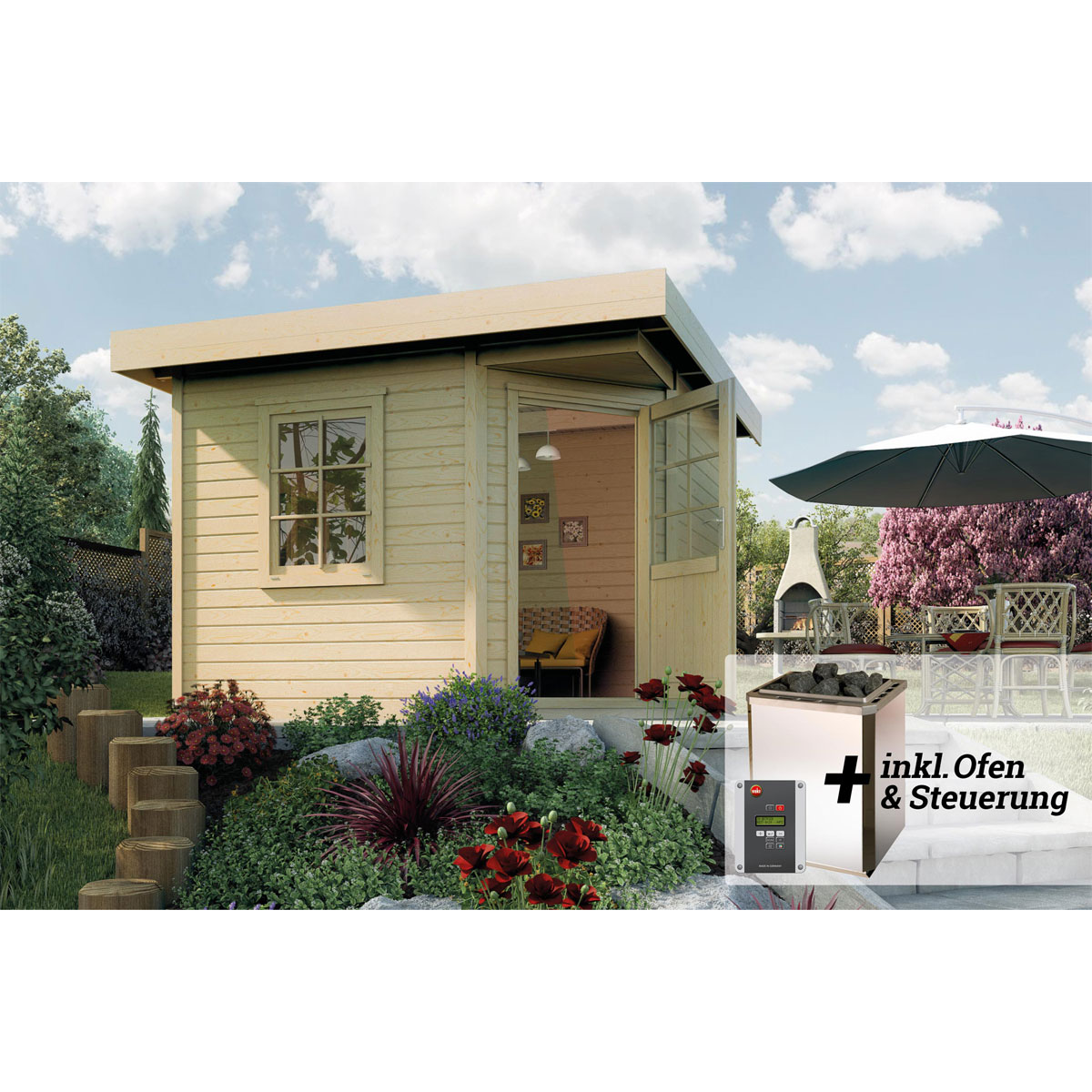 Weka  Saunahaus Salo Größe 1 Sparset 7,5 kW Bio S natur Bild 2