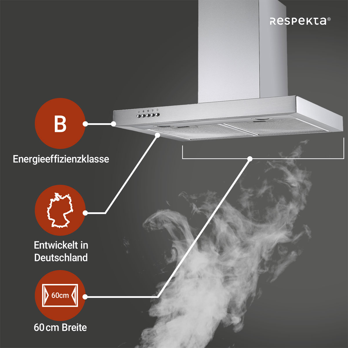 Respekta Blockhaube CH 22098IXB silber 60 cm Bild 3