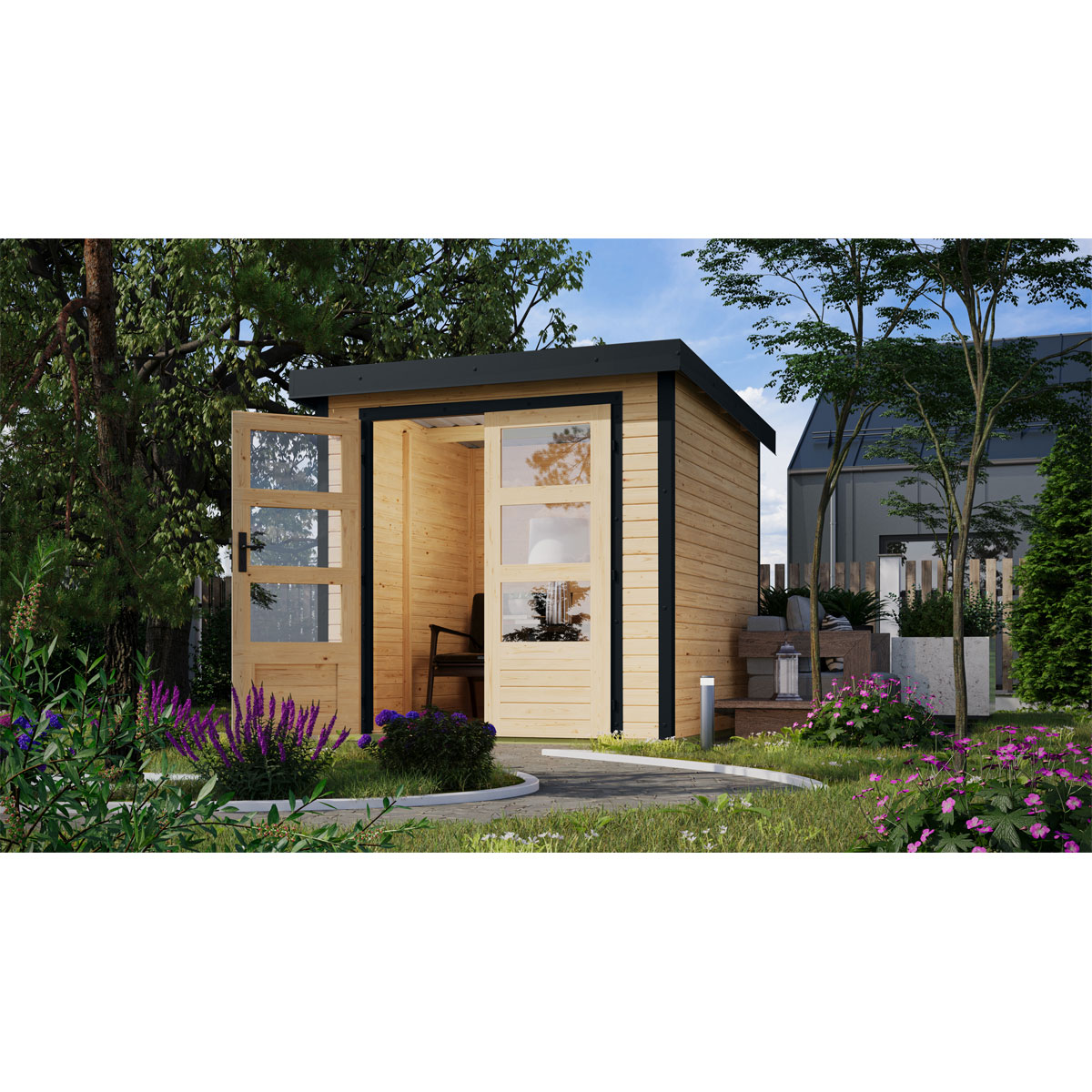 Gartenhaus "Jupiter A" naturbelassen / anthrazit Bild 3