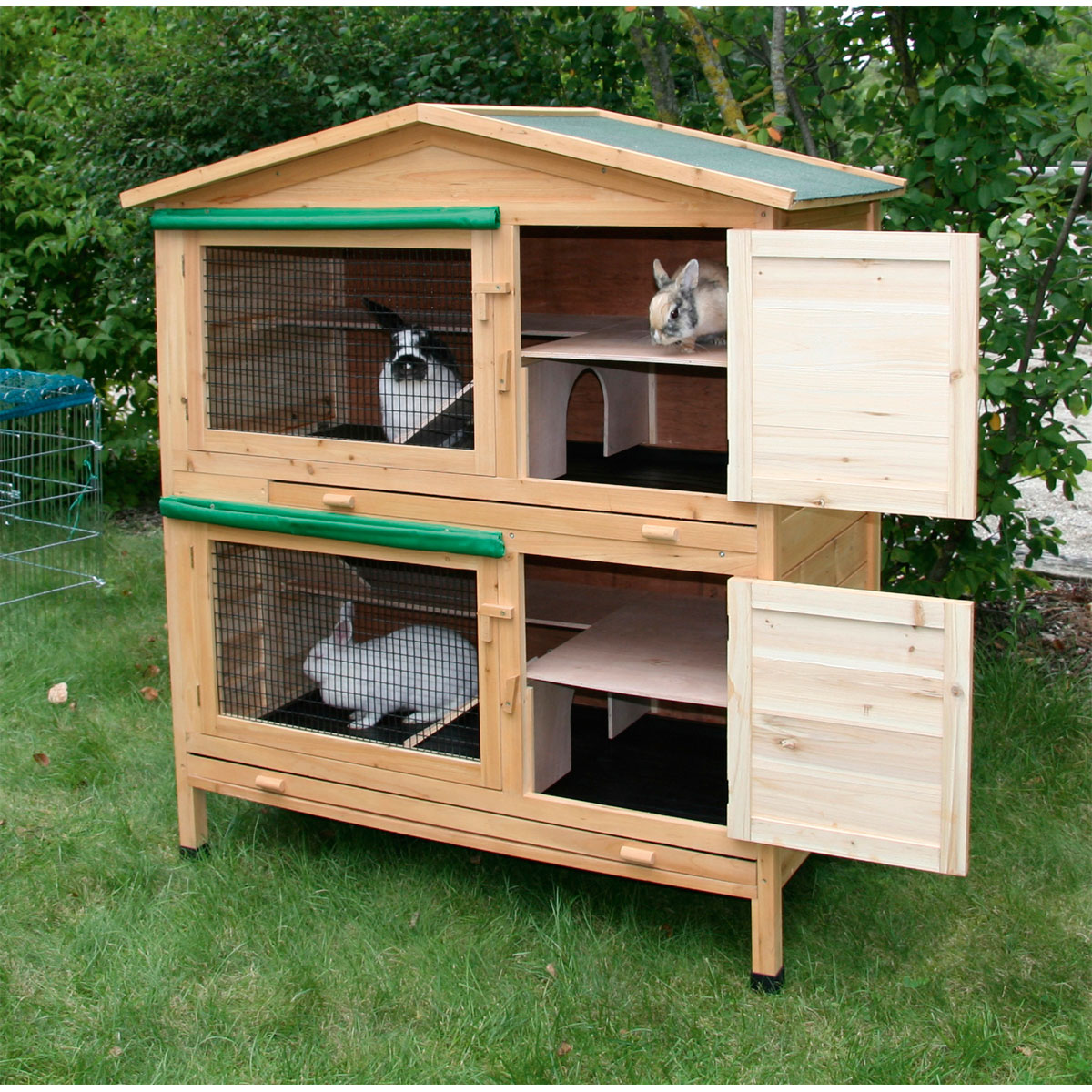 Nagerhaus Appartment 118 x 130 x 61 cm grün-natur Bild 2