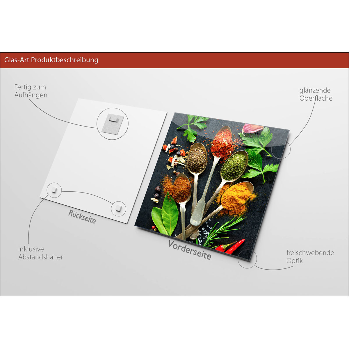 Glas-Art Vintage Herbage II 30 x 30 Glasbild Bild 3