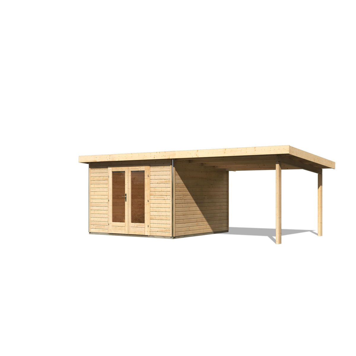 Karibu  Blockbohlenhaus Radeburg 1 naturbelassen mit Anbaudach Bild 3