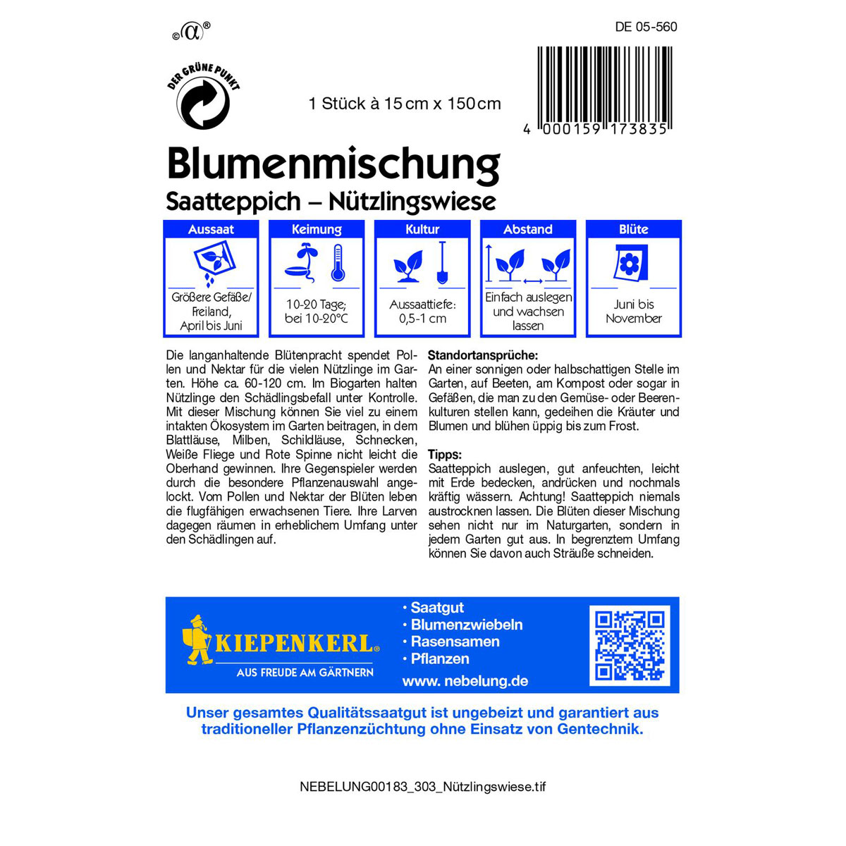 Kiepenkerl Blumenmischung Nützlingswiese Saatteppich Bild 3