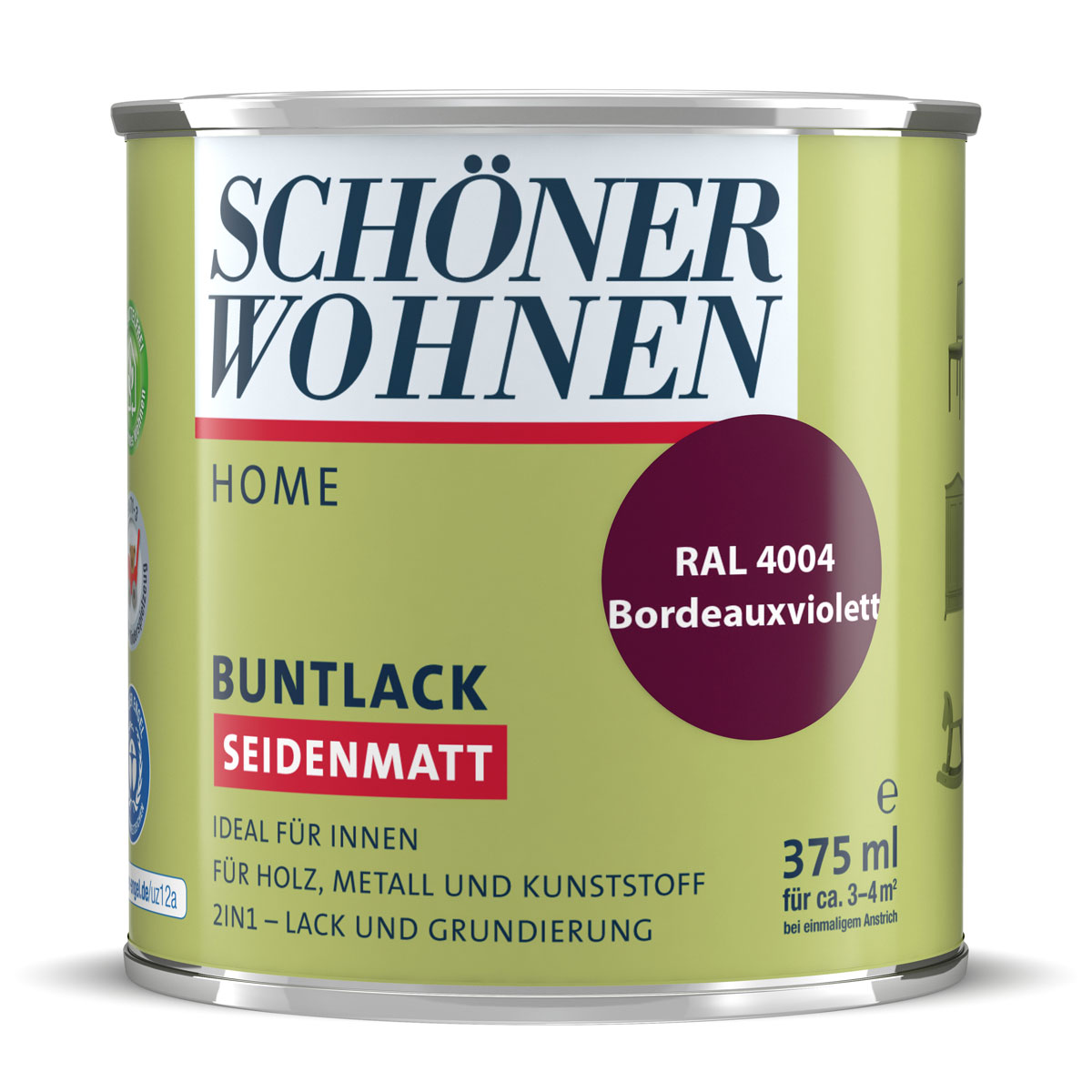 Schöner Wohnen Farbe Buntlack Home Bordeauxviolett seidenmatt 375 ml Schöner Wohnen Farbe Buntlack Home Bordeauxviolett seidenmatt 375 ml