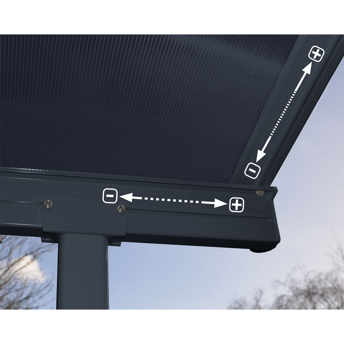 Palram Canopia Capri Alu Terrassenüberdachung Polycarbonat 3x9,2 m grau Bild 4