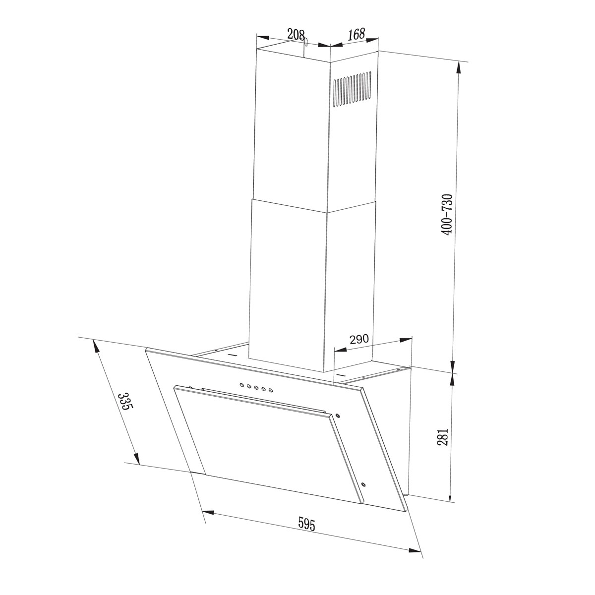 Respekta Schraeghaube EEK:B weiss 60cmCH33060WB Bild 2