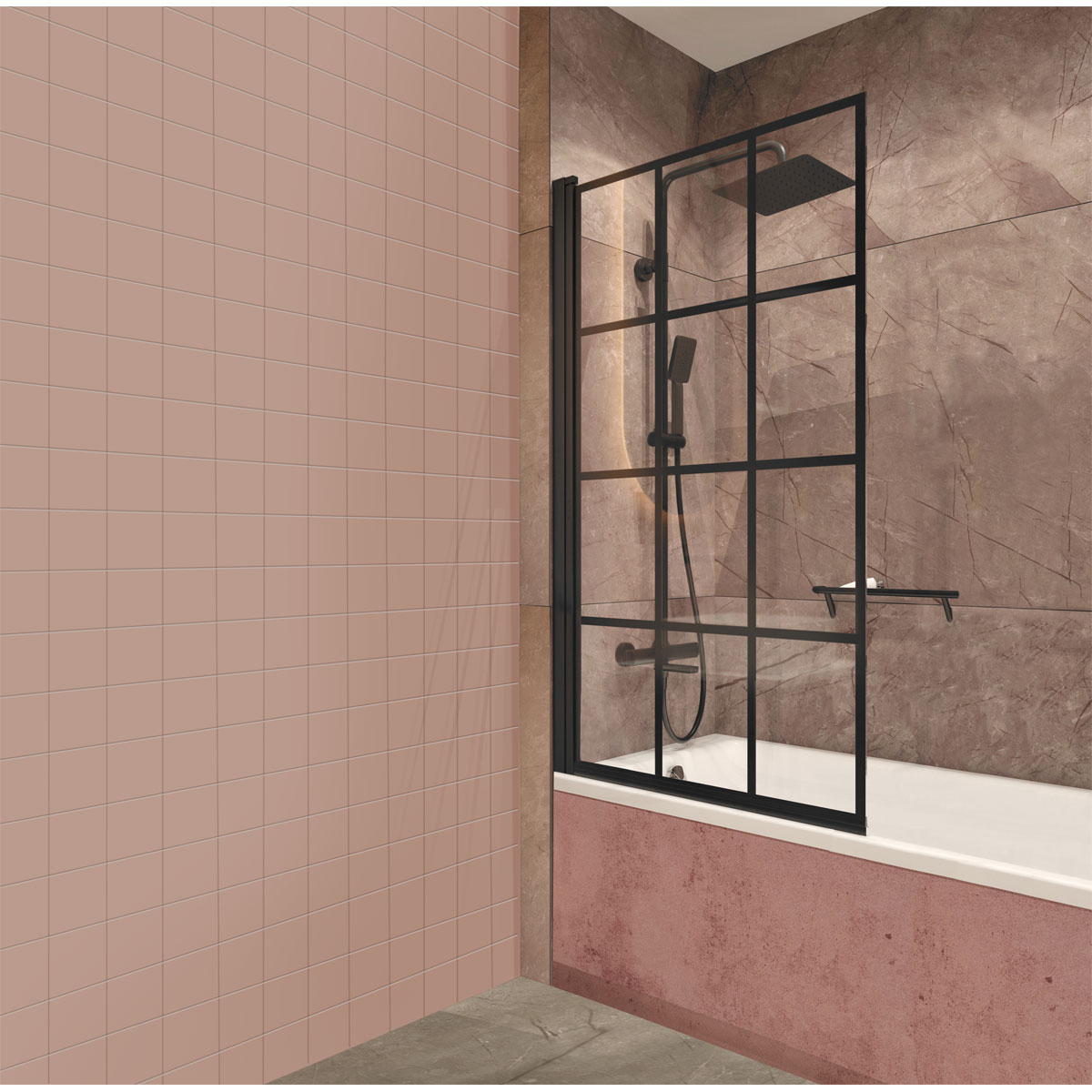 Badewannenaufsatz Jasmin schwarz 78 x 140 cm