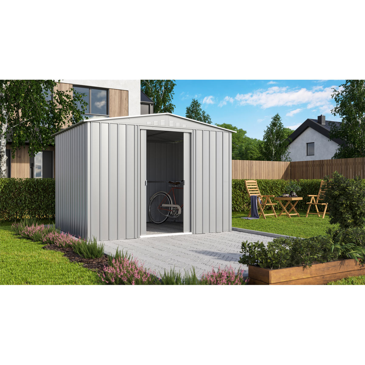 Gerätehaus Tower 108 silbermetallic