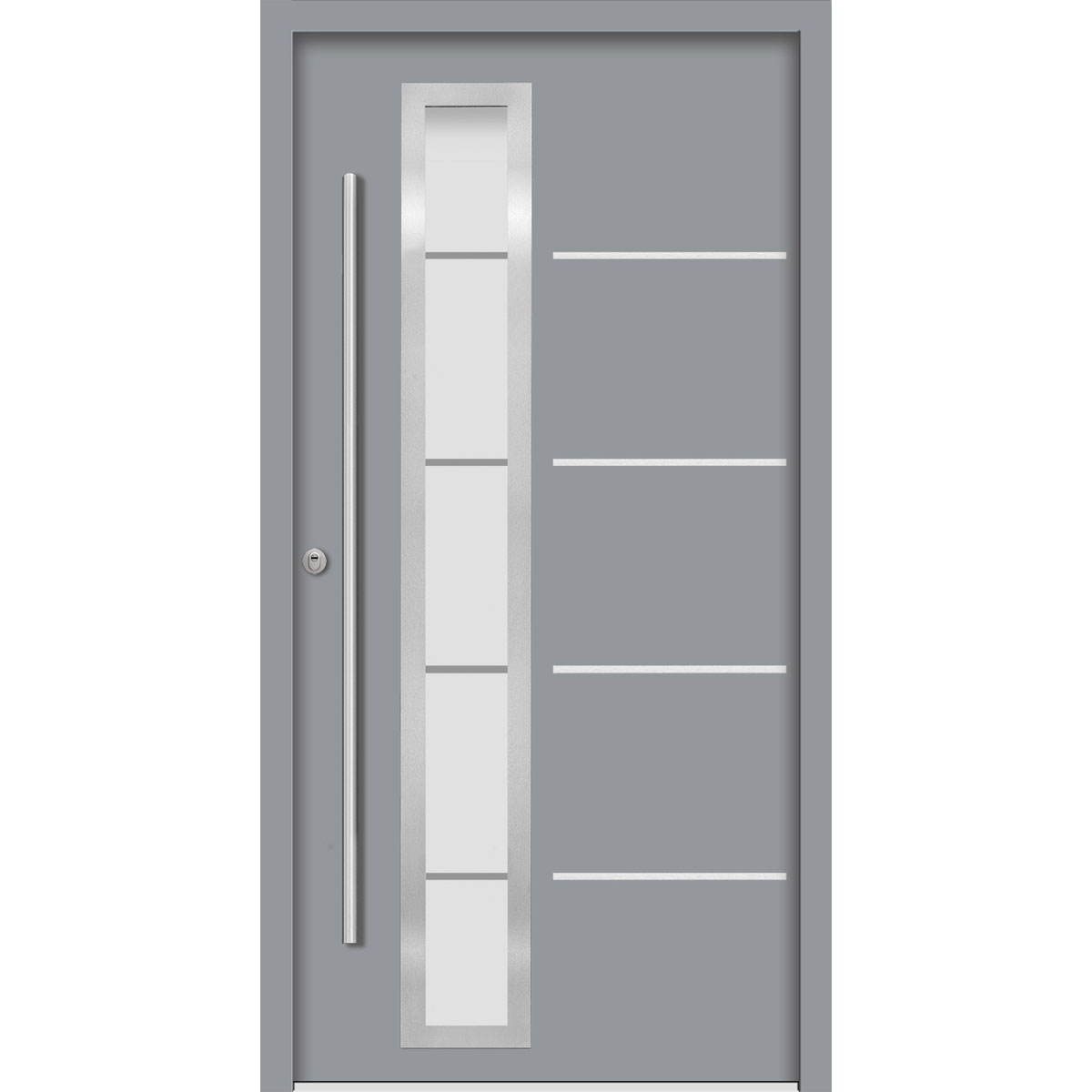 SplenDoor Premium-Haustür Passivedoor Uppsala RC2 energiesparend einbruchsicher grau 110 x 210 cm links