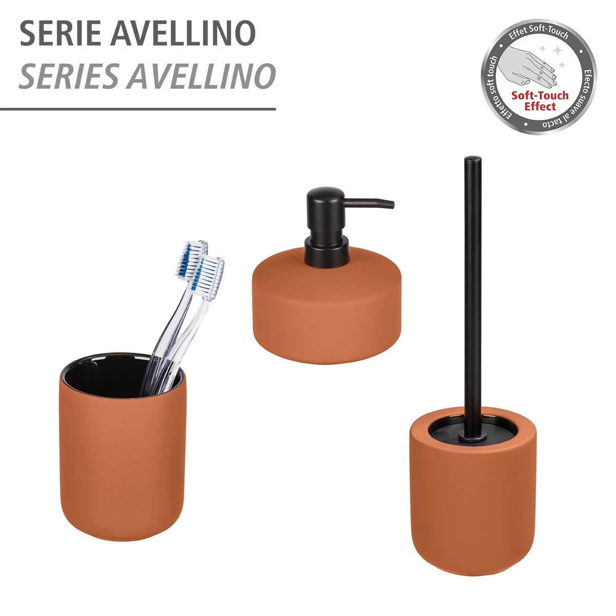 Wenko  WC-Garnitur Avellino Terracotta Keramik Bürstenhalter aus Keramik Bild 5