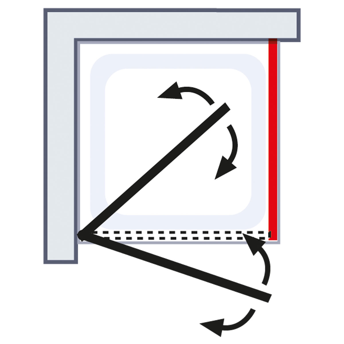 Schulte Drehtür pendelbar mit Seitenwand Toura 80 x 80 x 200 cm chrom Anschlag links Bild 6