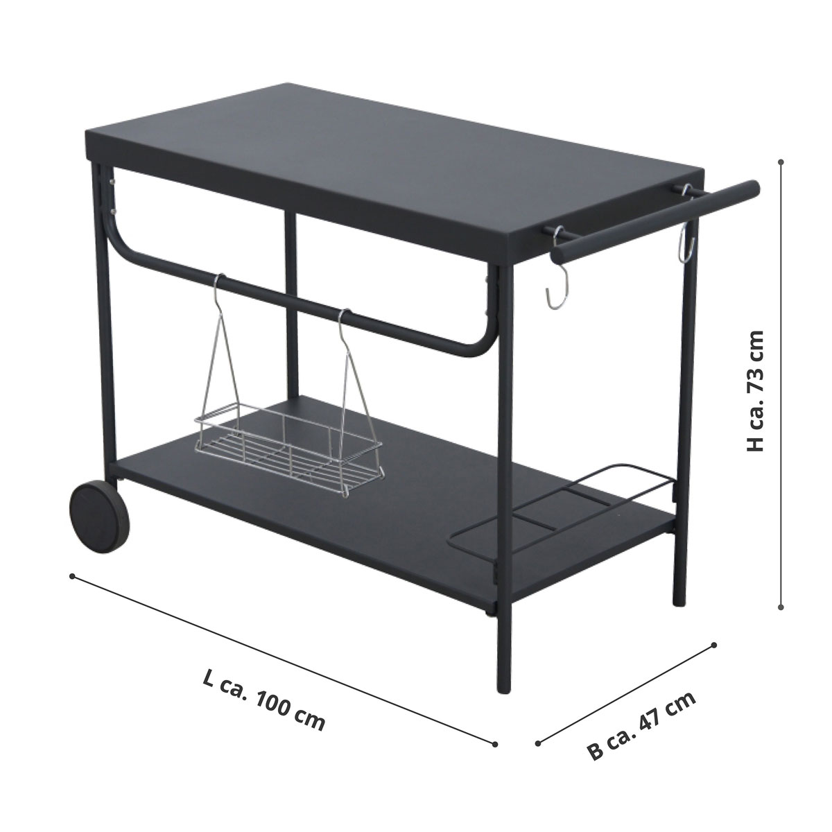 Leco Grill BBQ Rolltisch Serviertisch Grillwagen Servierwagen Beistelltisch Grill Bild 3
