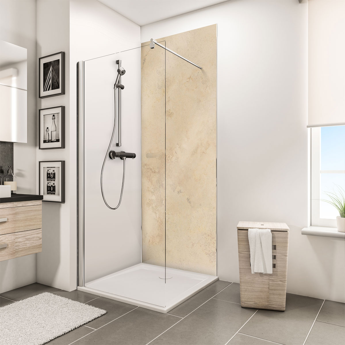 Schulte Duschrückwand Decodesign Hochglanz 255 x 100 Kalkstein hell