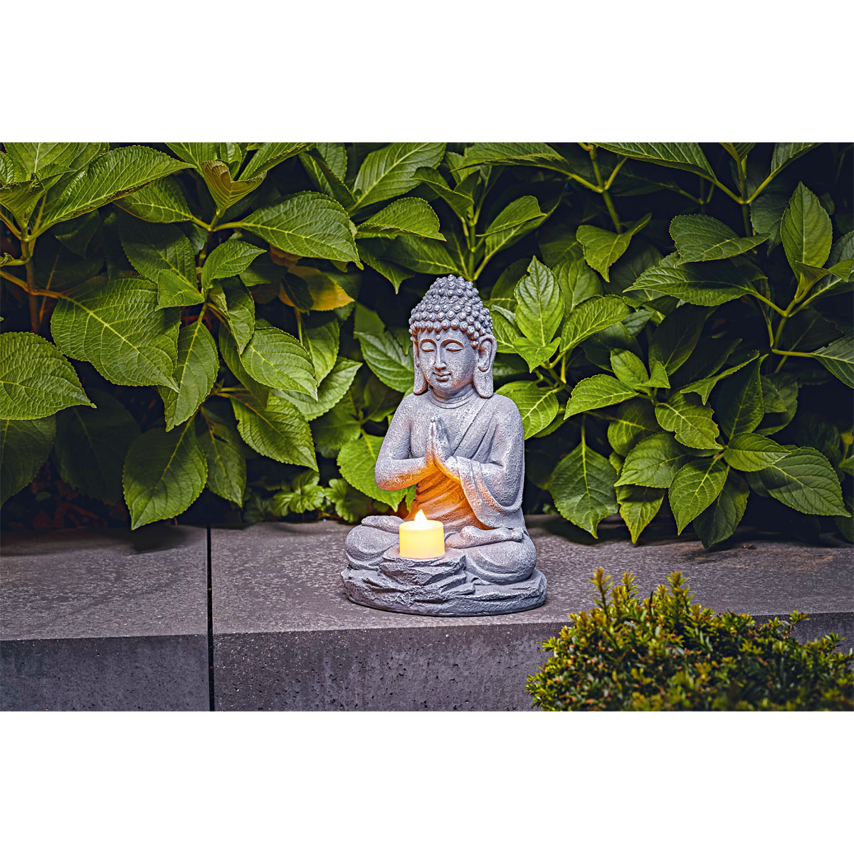 Flector Garten LEDSolarDekolicht Buddha grau 245221