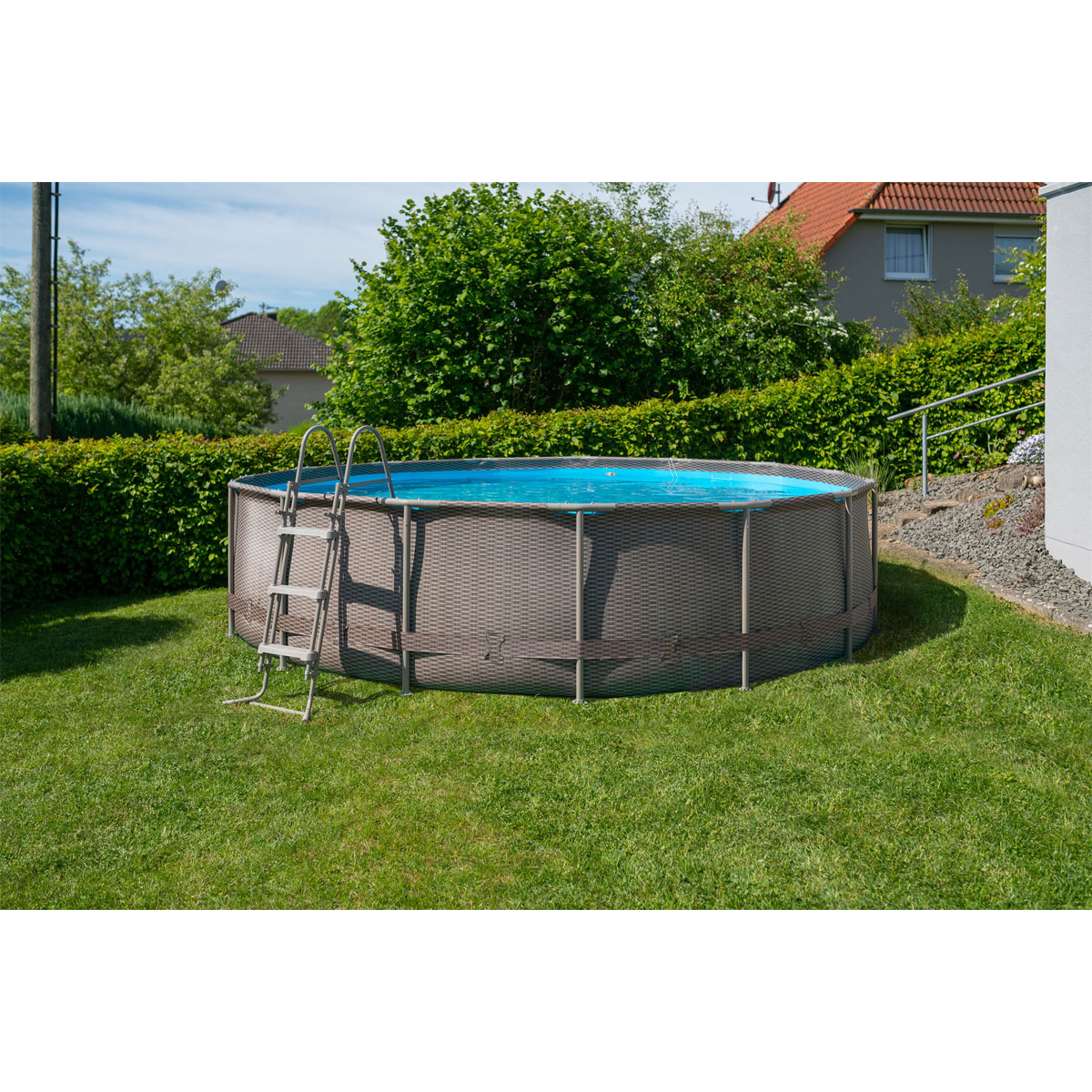 Summer Waves Active Frame Pool 457x457x107cm Rattan Braun Bild 2