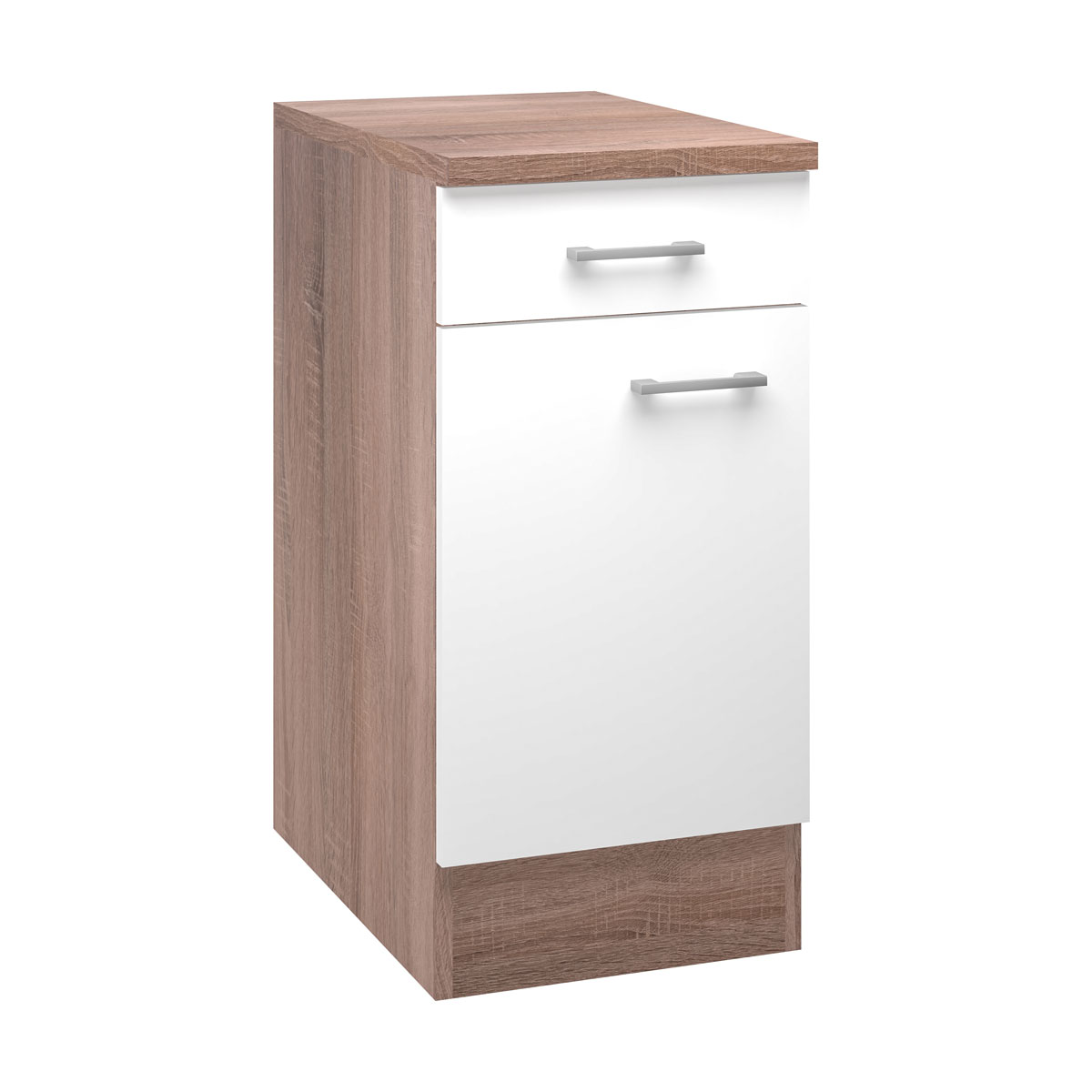 Flex-Well Küchenunterschrank „Samoa“, 40x85x60 cm, weiß/Sonoma Eiche