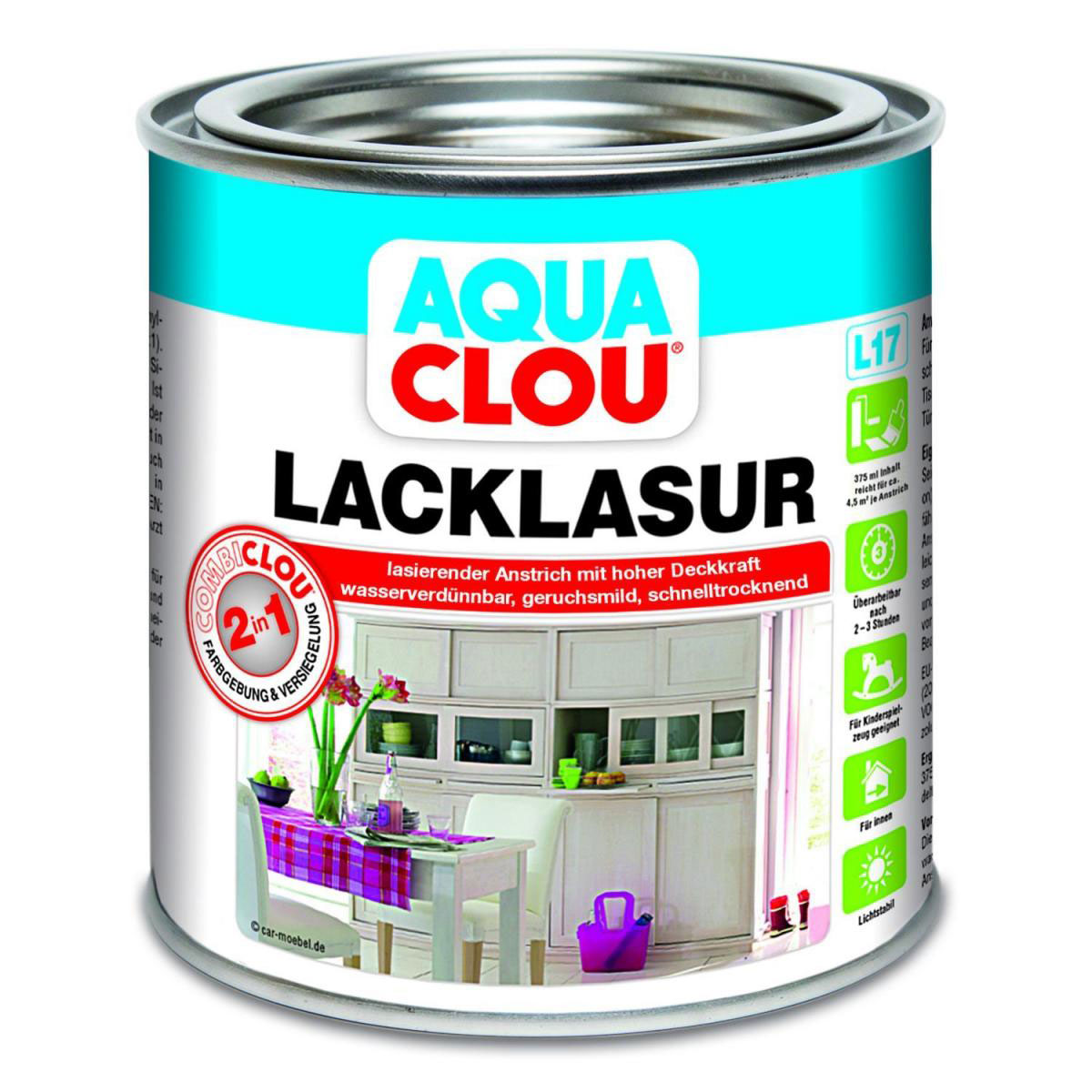 Clou L17 Aqua Lacklasur Eiche mittel 375 ml