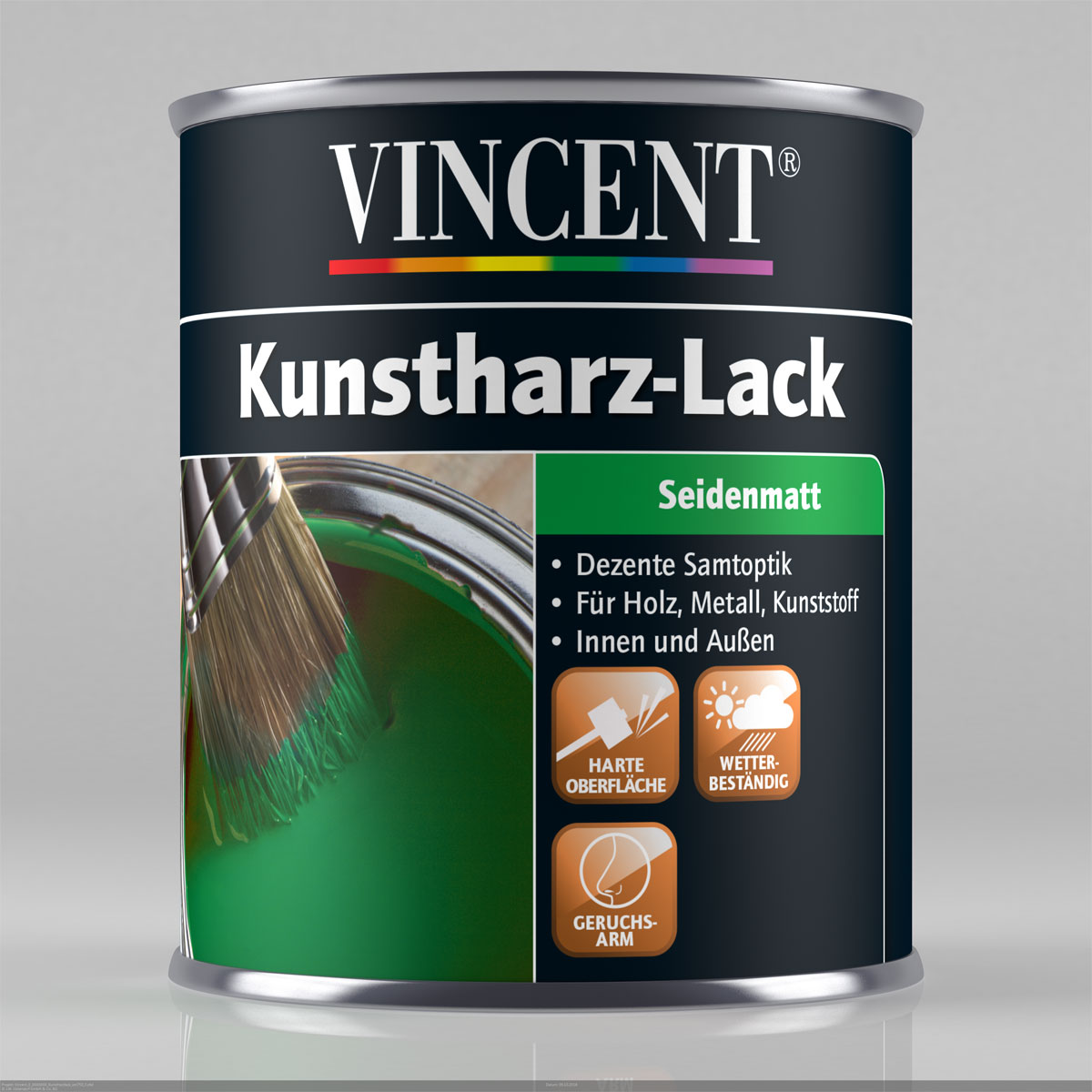 Kunstharz Buntlack „RAL 9005 Tiefschwarz“, seidenmatt, 125 ml