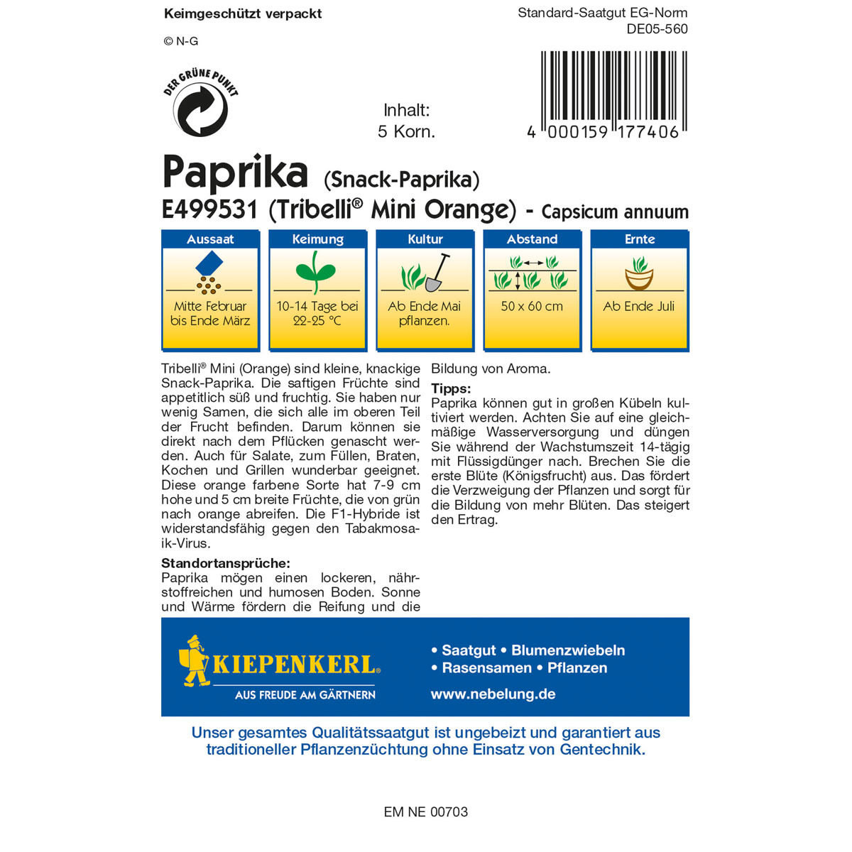 Kiepenkerl Paprika Tribelli Mini orange Bild 2