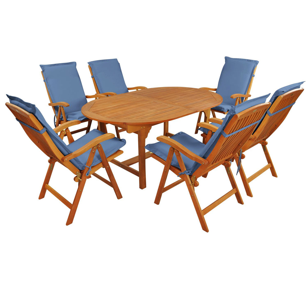 Indoba Gartenmöbel Set Sun Flair 13teilig mit Auflagen Premium Blau