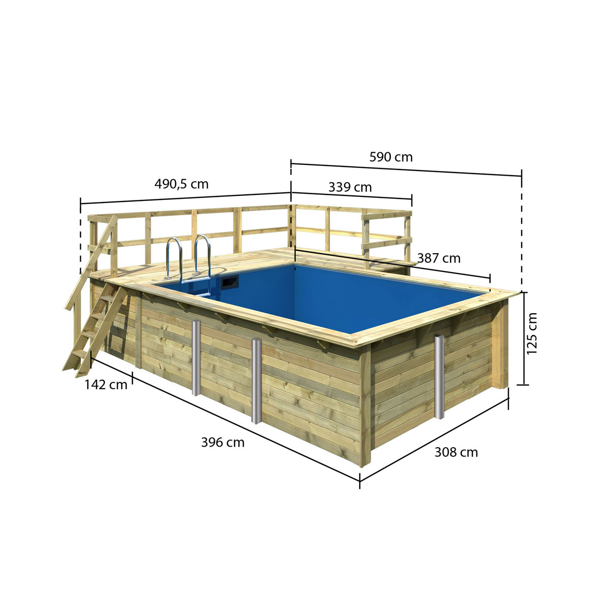 Karibu Pool Größe 2 44 mm inkl 2 Terrassen Bild 2