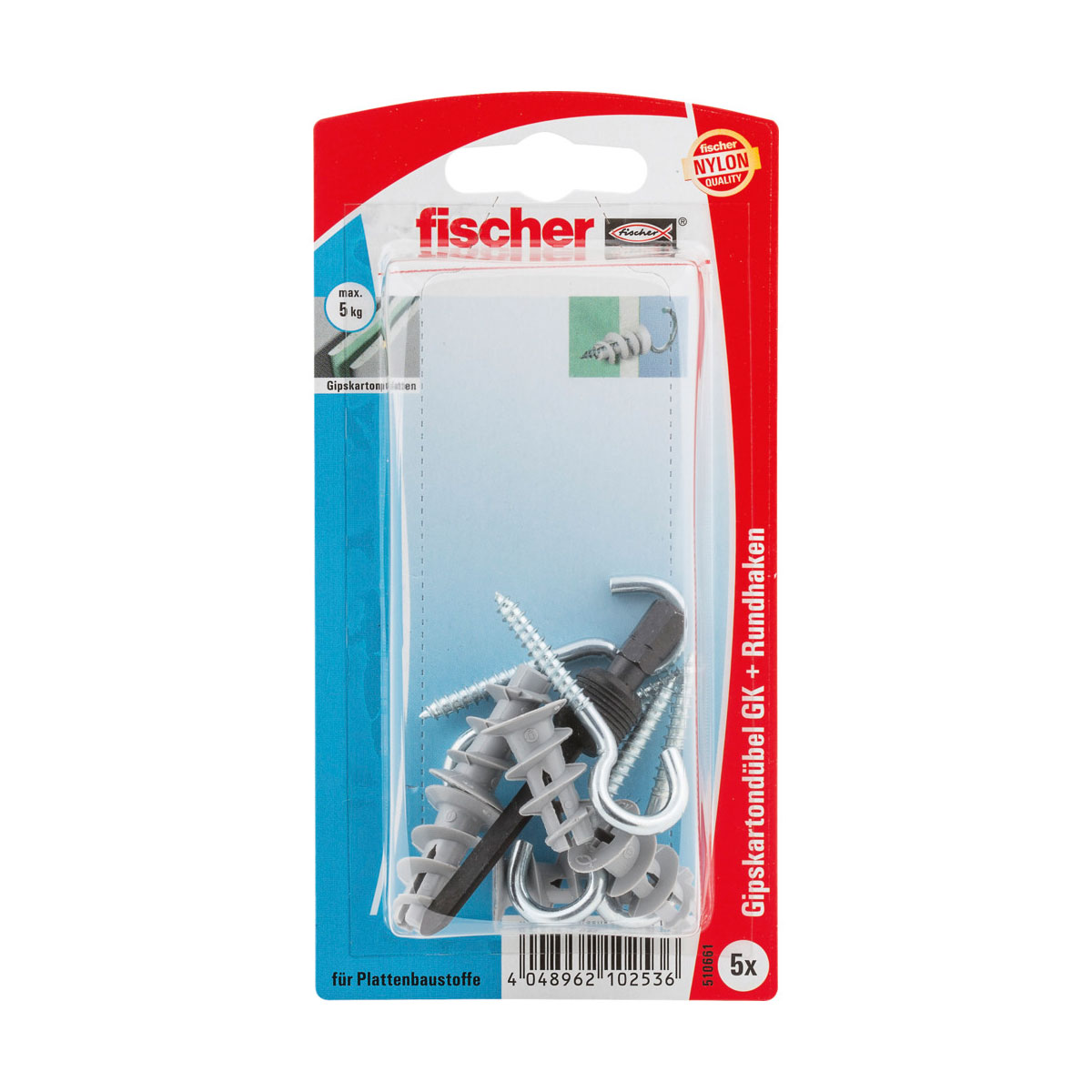 Fischer  Gipskartondübel GK mit Rundhaken 5 Stück