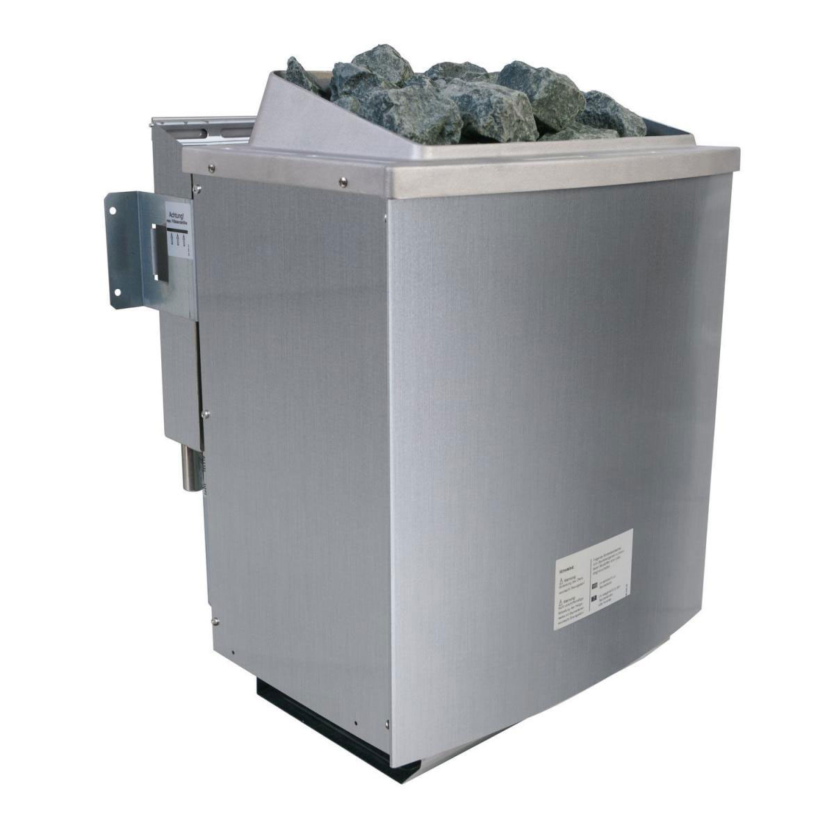 Karibu Sauna Sahib 2 Eckeinstieg 9kW Bio Ofen externe Strg mit Kranz Klarglas-Tür Bild 2