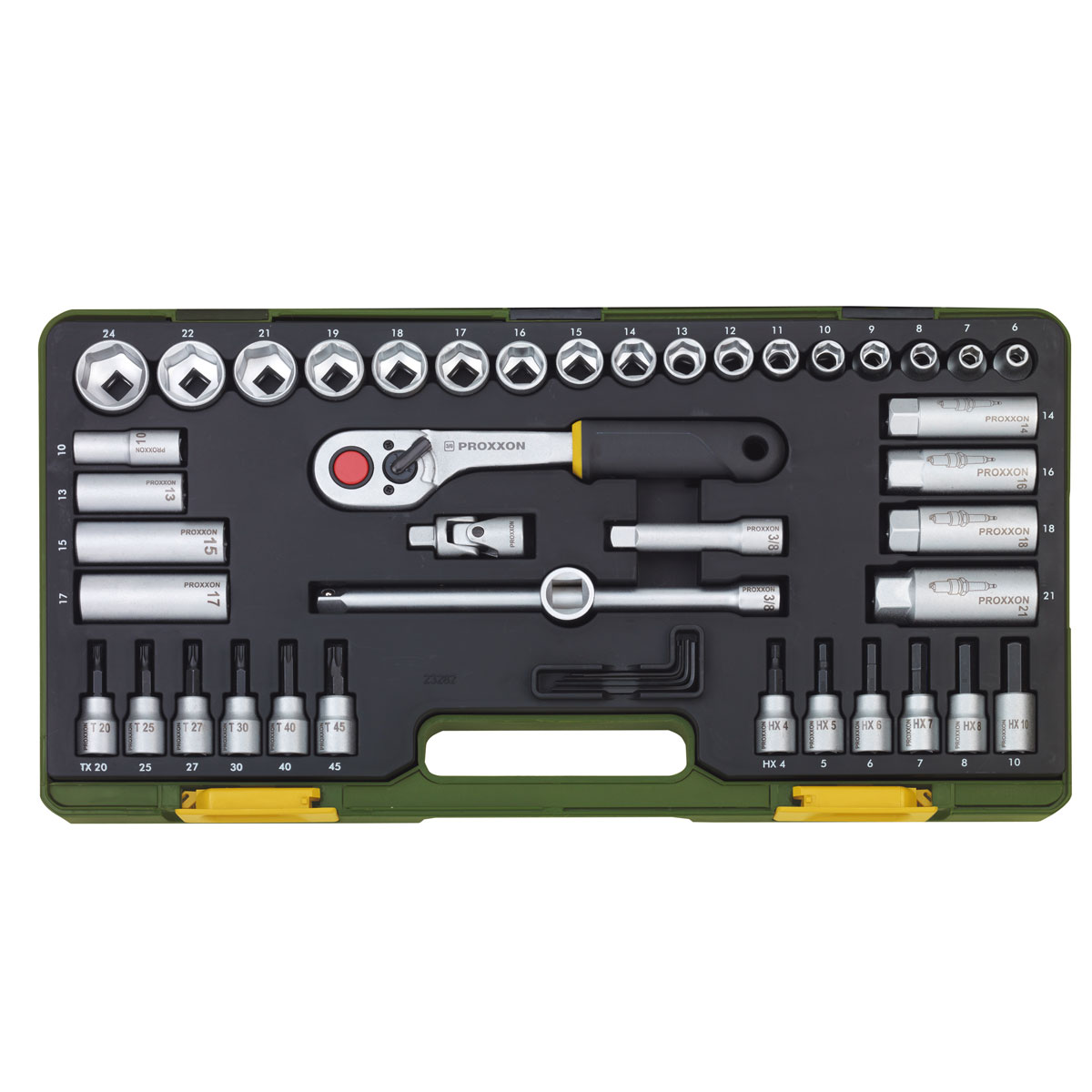 Proxxon Industrial Steckschlüssel-Satz mit Knüppelratsche 3/8 Zoll 47-teilig Proxxon Industrial Steckschlüssel-Satz mit Knüppelratsche 3/8 Zoll 47-teilig