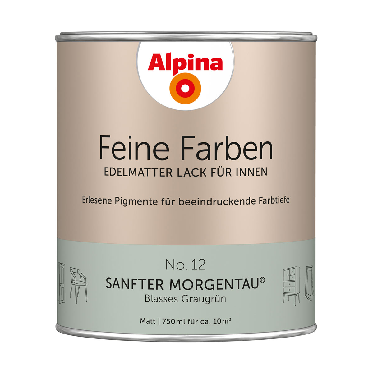 Alpina Buntlack Feine Farben Lack No 12 Sanfter Morgentau edelmatt 750ml