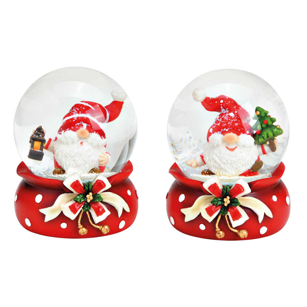 Schneekugel Nikolaus aus Poly Glas bunt 2-fach 7 x 8 x 7 cm