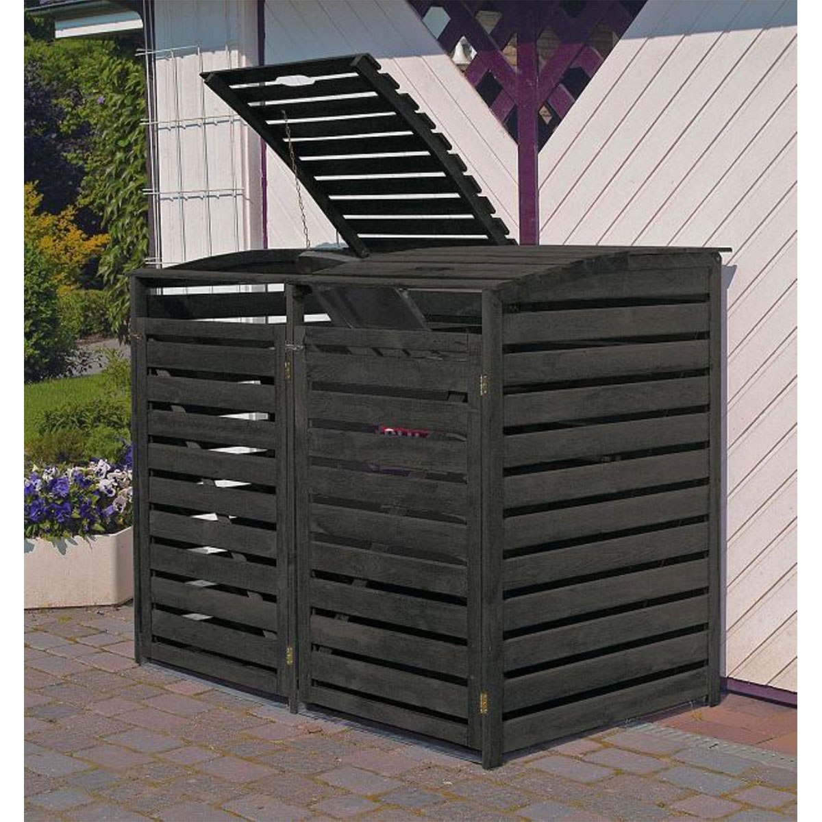 Promadino Mülltonnenbox Vario III für 2 Tonnen anthrazit