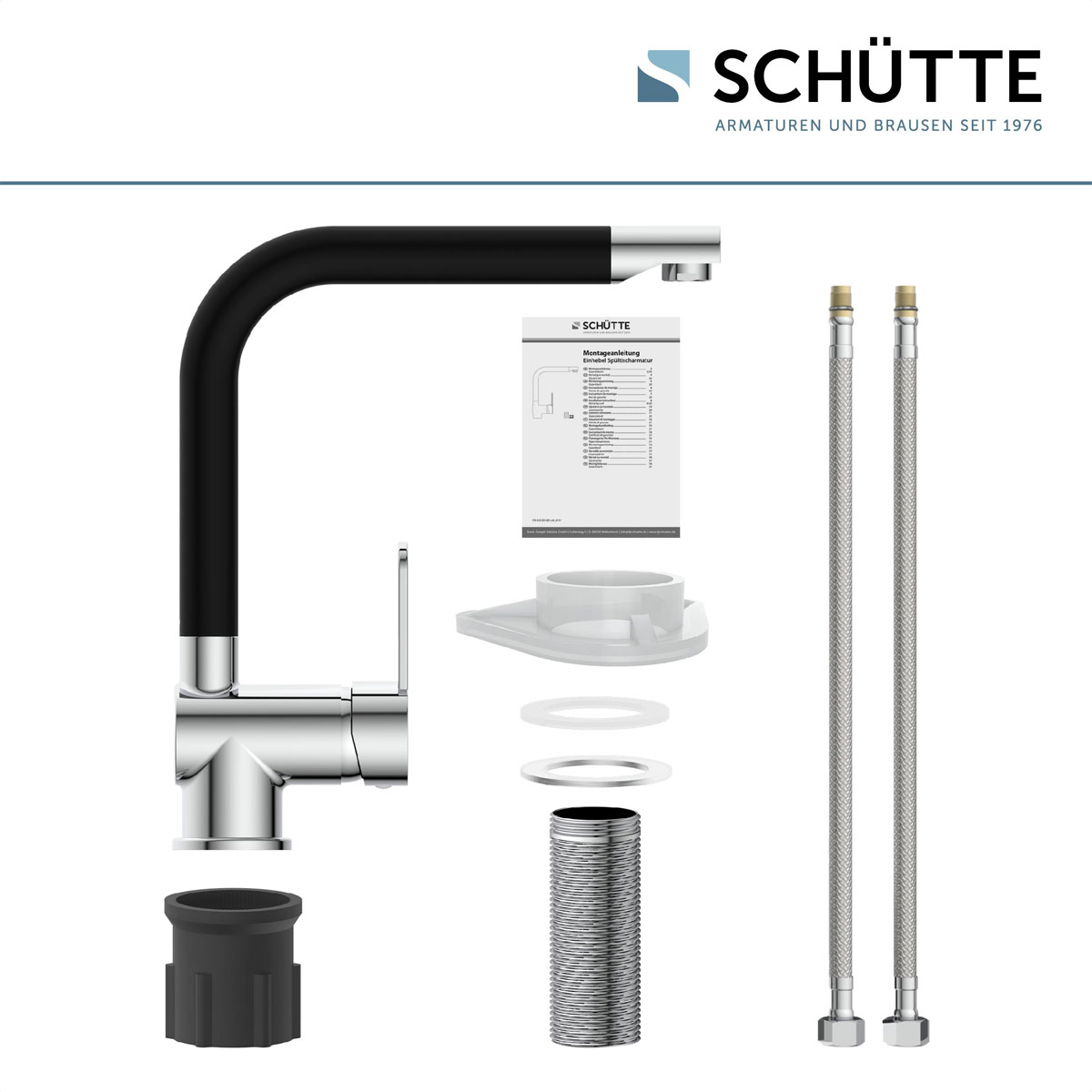 Schütte Schwenkbare Küchenarmatur Rio chrom schwarz matt Bild 3