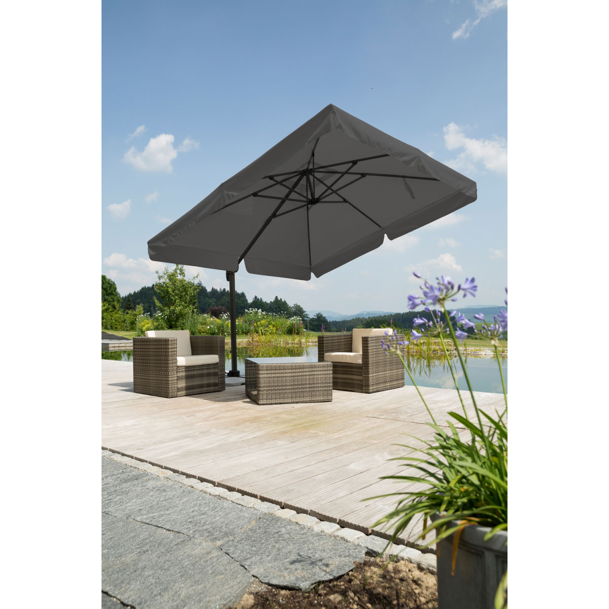 Schneider Schirme Ampelschirm Rhodos 300 x 300 cm anthrazit Bild 2