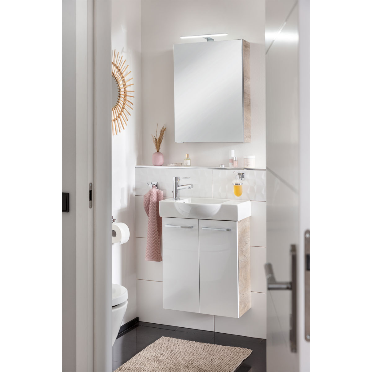 Fackelmann  Gäste-WC Spiegelschrank rechts SBC 500 x 680 x 153 mm NatureOak Bild 3