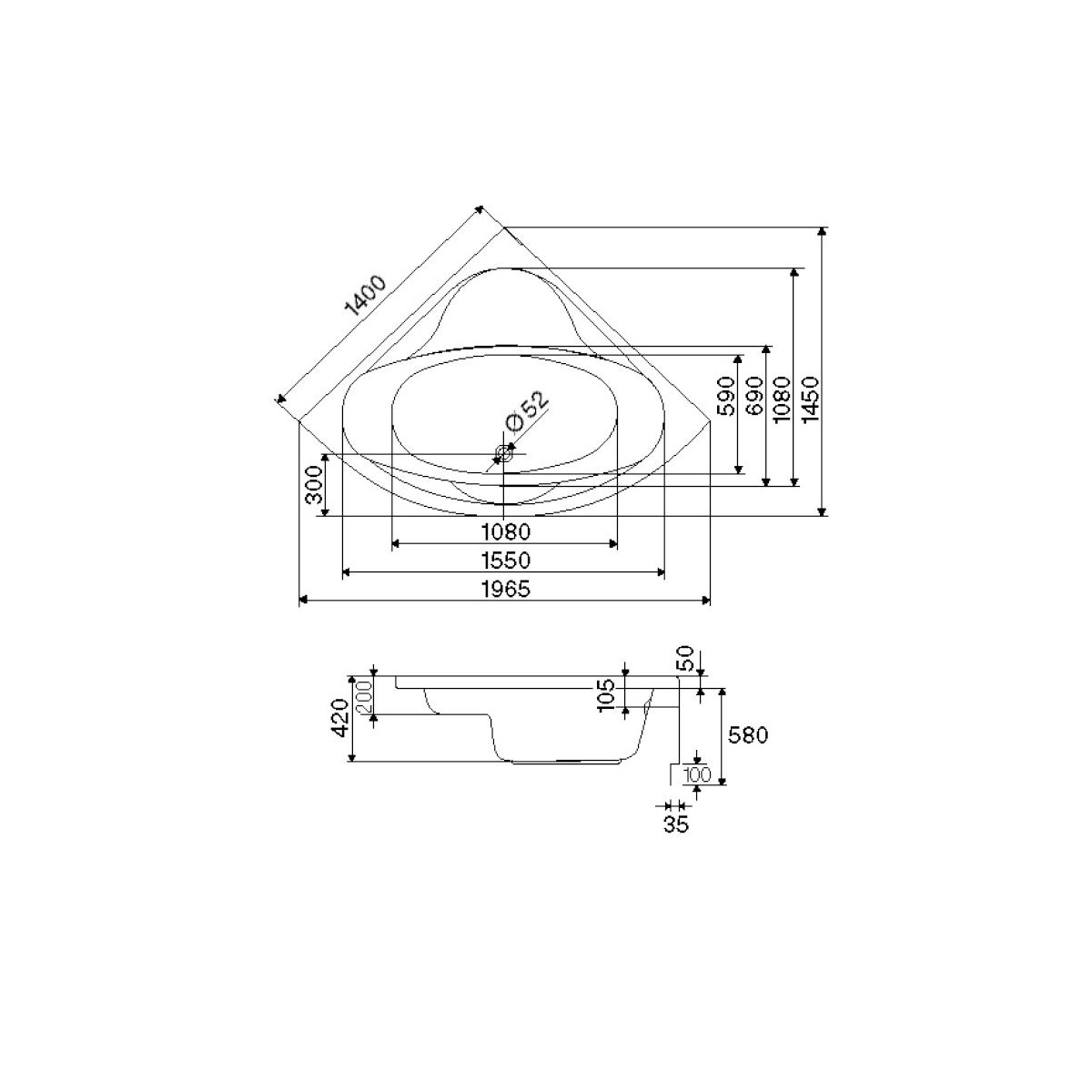 Ottofond Whirlpool-Komplettset Siam 140 cm weiß inklusive Farblichtwechsler Bild 2