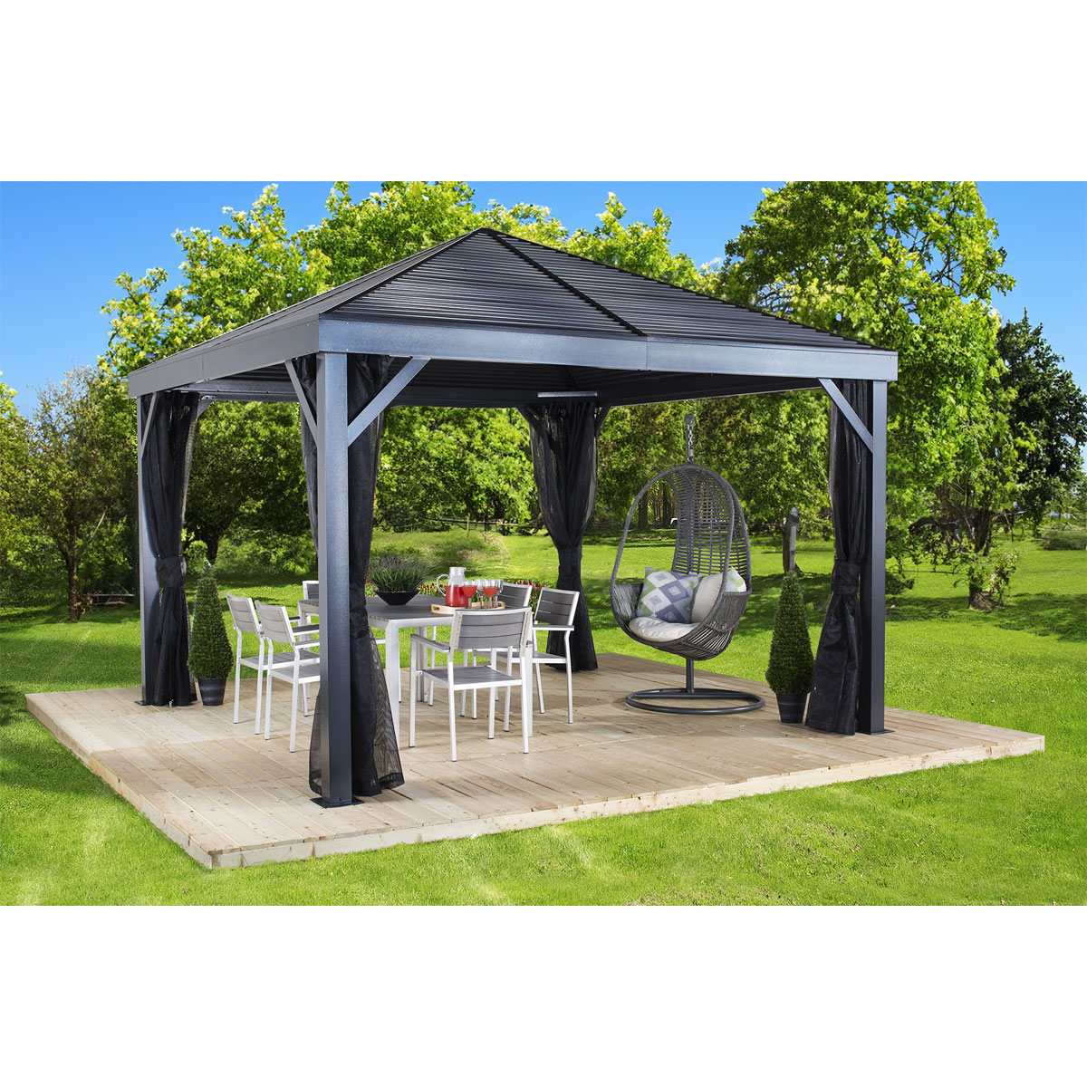 Sojag Pavillon South Beach 1212 364,3x364,3x310cm Basaltgrau Bild 2