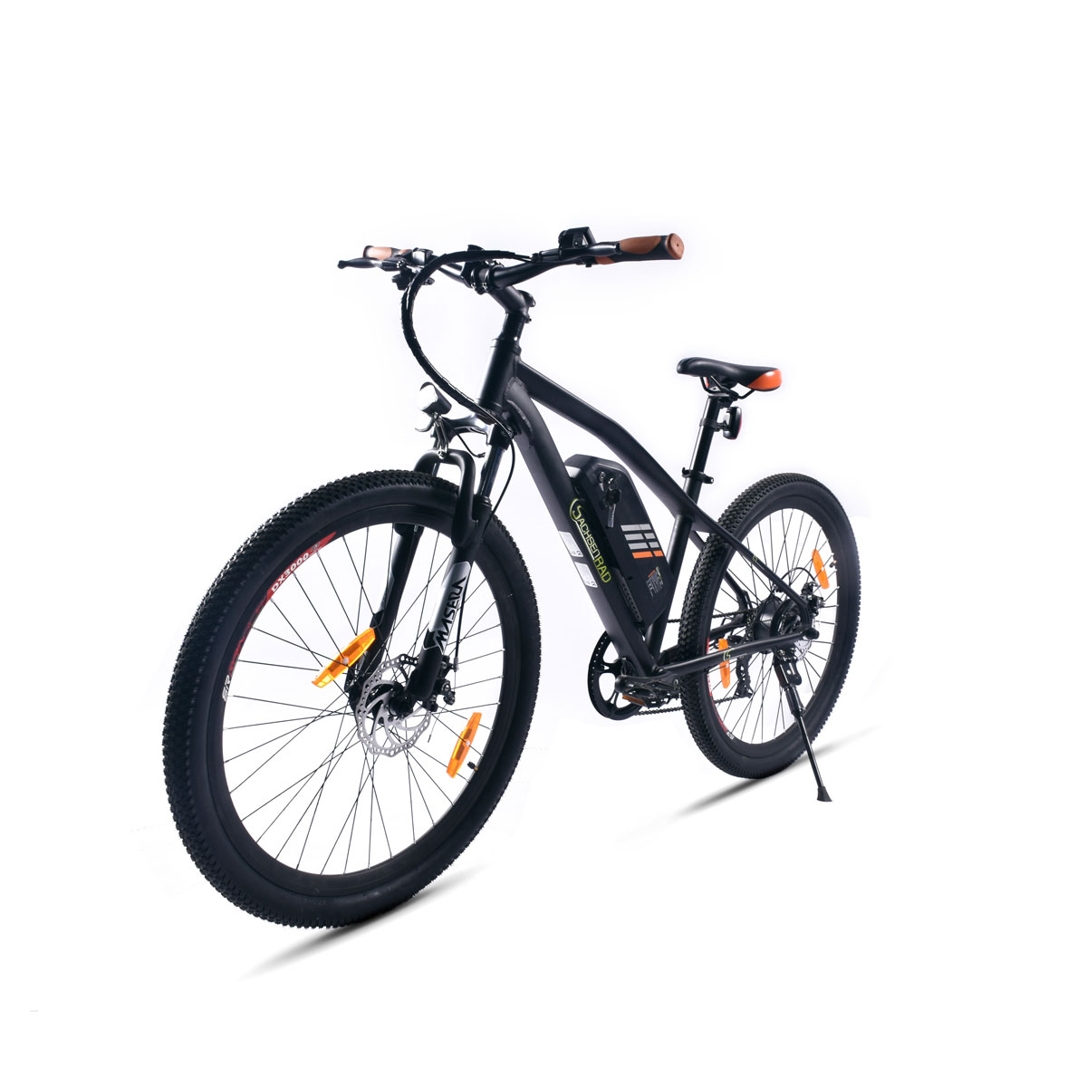 SachsenRad E-Bike 27,5 Zoll E-Mountainbike R6 ca.150 KM Reichweite Schwarz-Orange