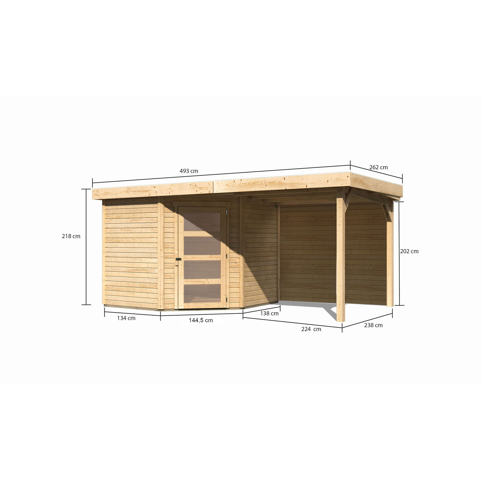 Karibu BBH Schwandorf 5 Set mit Anbau naturbelassen Bild 3