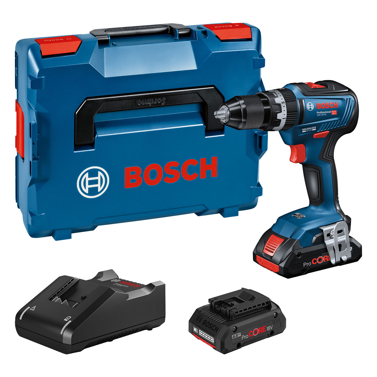 Bosch Professional  Akku-Schlagbohrschrauber-Set GSB 18V-55