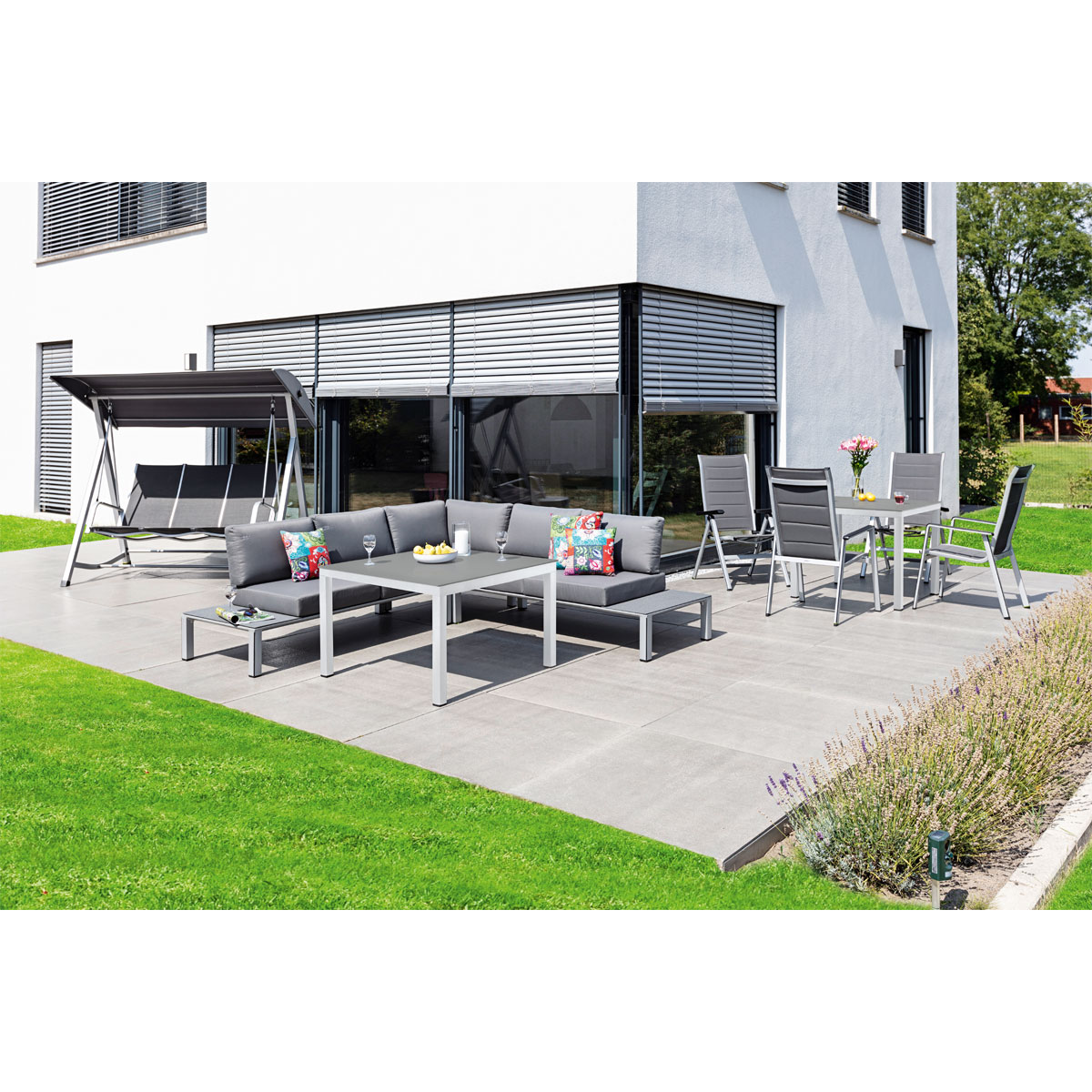 MWH GartenmöbelSet Elemento 4 Tisch und 4 Klappsessel anthrazit 264015