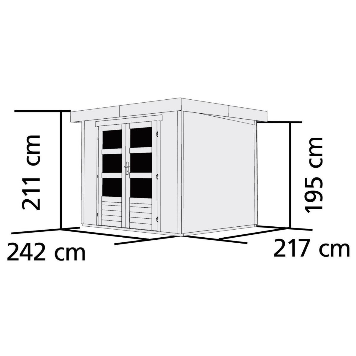 Karibu Gartenhaus-Set Askola 3 mit Anbaudach 2,80 m mit Seiten- und  Rückwand terragrau | 216175