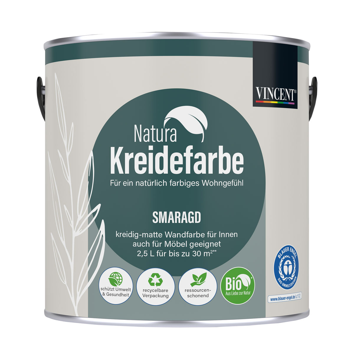 Vincent  Natura Kreidefarbe Smaragd matt 2,5 L