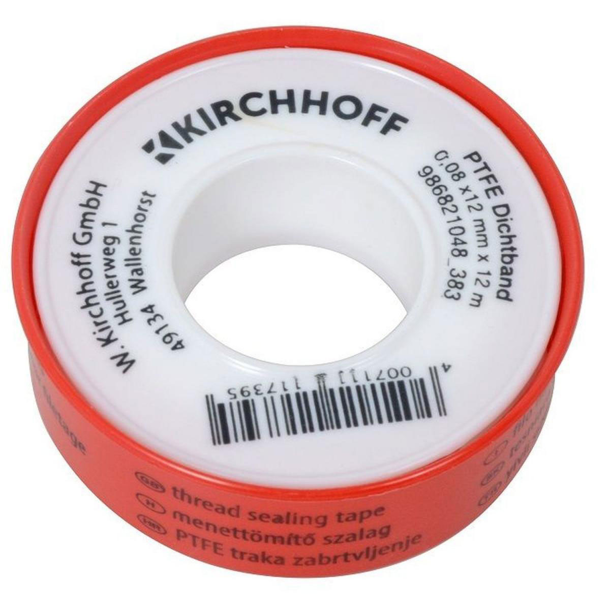Kirchhoff Gewindedichtband PTFE 0,08 x 12 mm x 12 m Kirchhoff Gewindedichtband PTFE 0,08 x 12 mm x 12 m