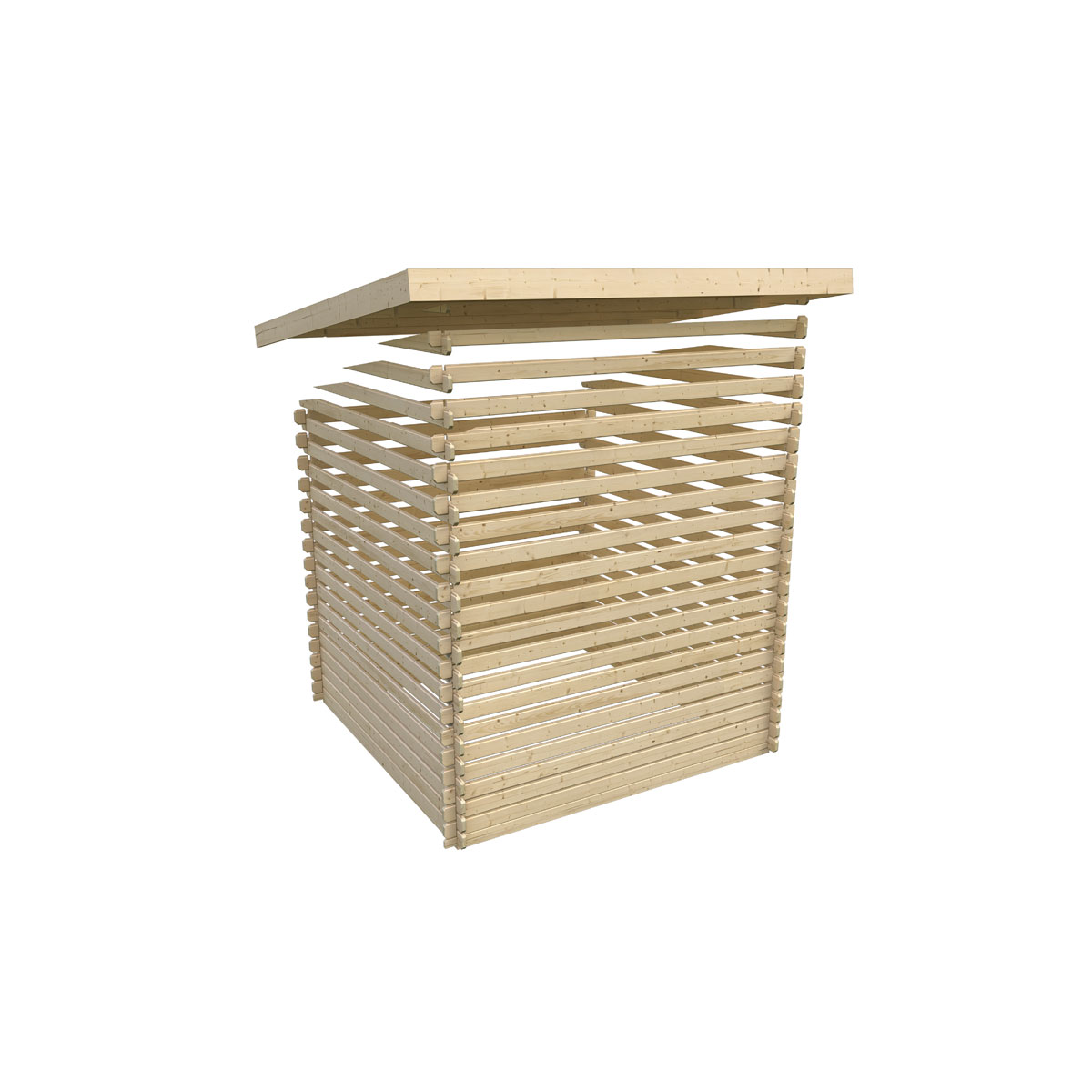 Karibu BBH Bastrup 4 Set mit Anbaudach naturbelassen Bild 9