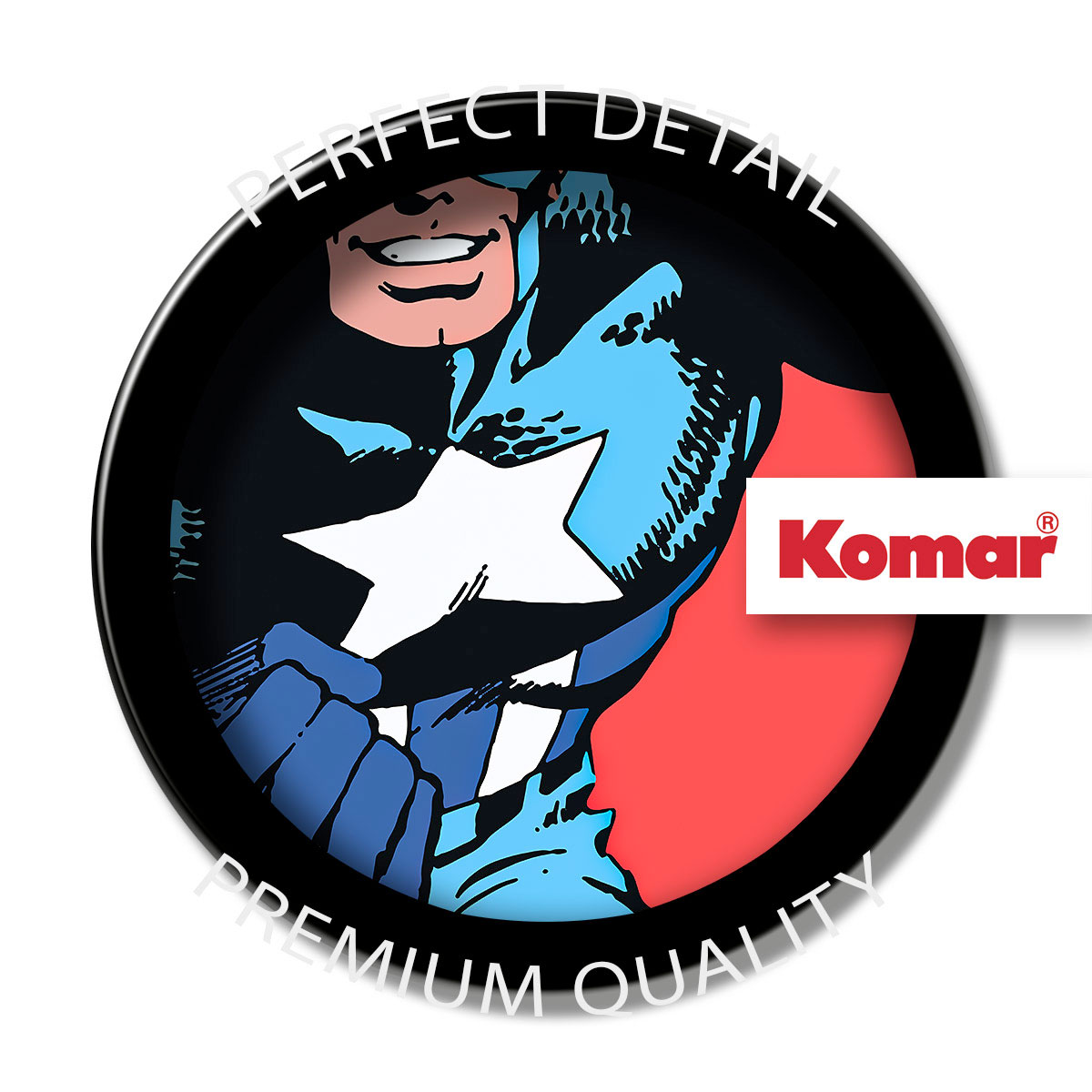 Komar Selbstklebende Vlies Fototapete rund Marvel PowerUp Captain America Durchmesser 125 cm