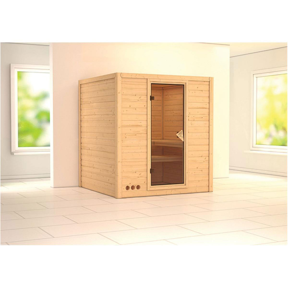 Karibu Massivholzsauna Mojave 40 mm ohne Ofen ohne Kranz