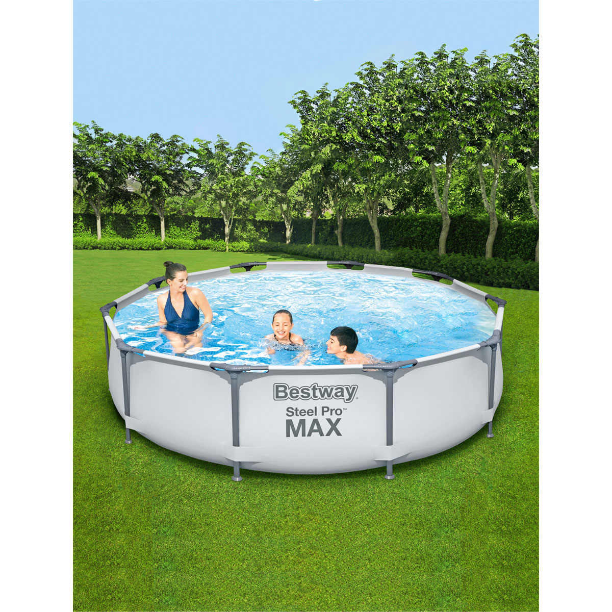 Bestway Frame-Pool-Set Steel Pro MAX mit Filterpumpe Durchmesser 305 x 76 cm lichtgrau Bild 6
