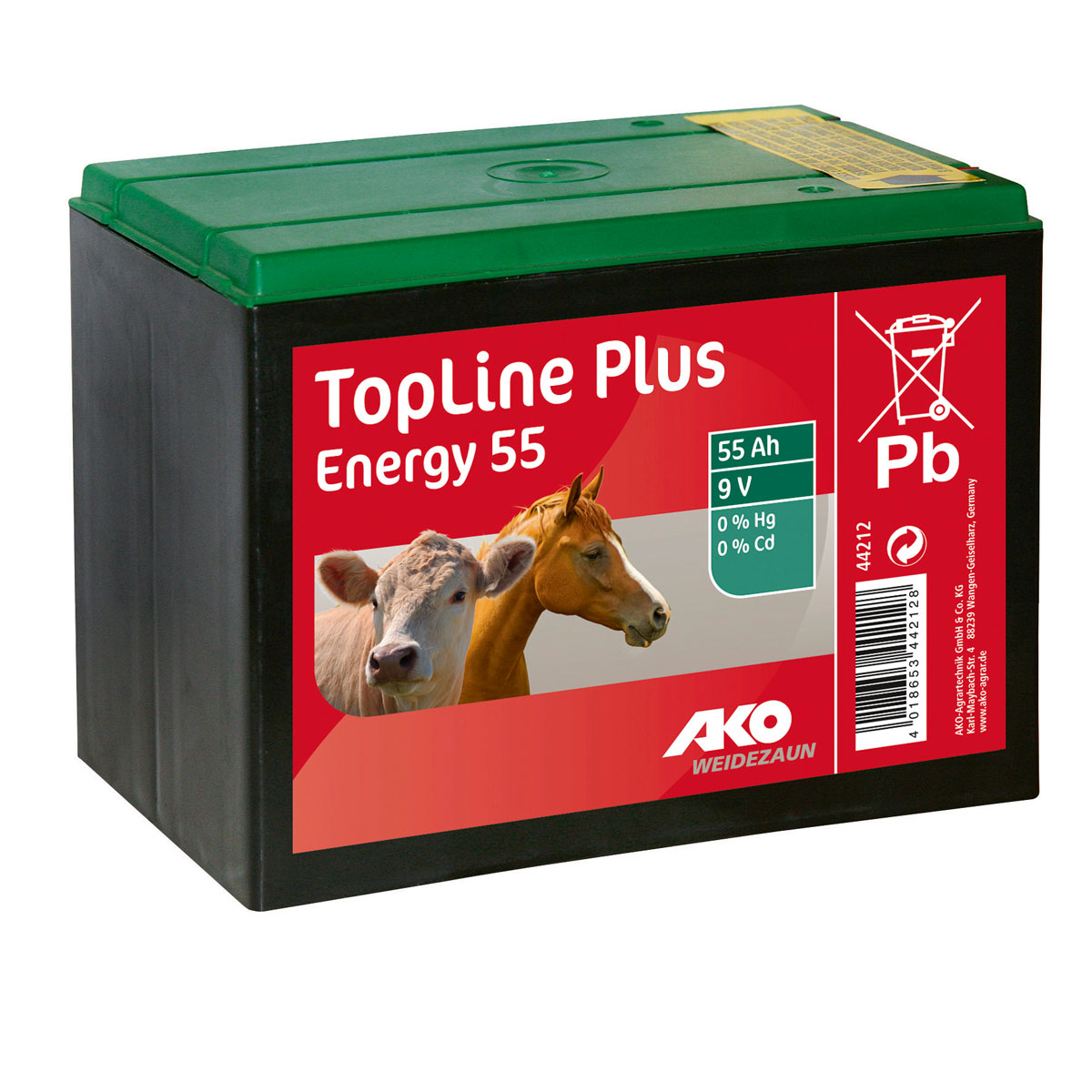 Weidezaunbatterie TopLine Plus Energy 11,5 x 11 x 16,5 cm schwarz-grün 55 Ah Bild 2