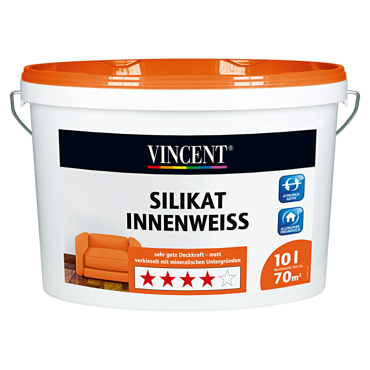 Vincent Wand- und Deckenfarbe Silikat Innenweiss MIX IT! 10 l